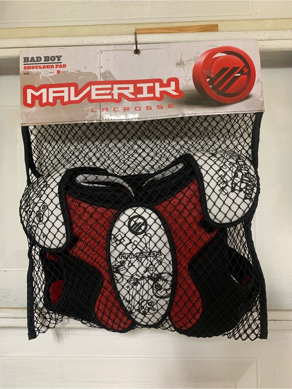 Maverik Lacrosse Bad Boy Shoulder Pads - Red & Black, New in Package , Medium